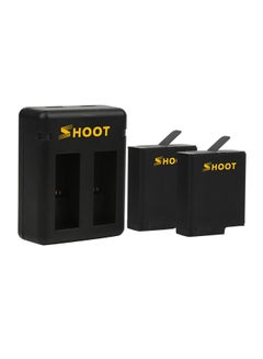 Buy 1220.0 mAh 2-Piece Sports Action Camera Battery Set With Charger Black in Saudi Arabia