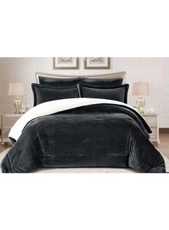 Buy 6-Piece King Size Comforter Set Faux Fur Grey in UAE