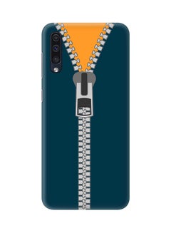 Buy Zipper Printed Protective Case Cover For Samsung Galaxy A50 Blue/Orange in UAE