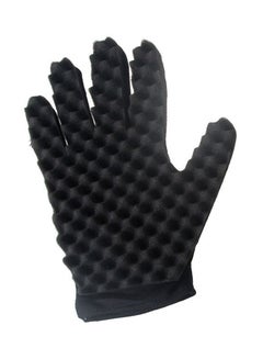 Buy Magic Twist Curl Hair Sponge Barber Gloves Black 20cm in UAE