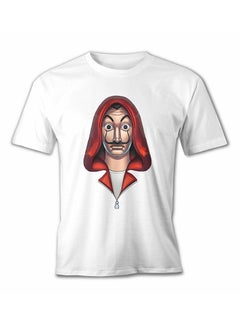 Buy La Casa De Papel Face Mask Short Sleeve T-Shirt White in Saudi Arabia