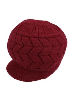 Buy Knitted Beret Crochet Cap Burgundy in UAE