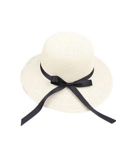 اشتري Straw Hat With Ribbon Bow White في السعودية