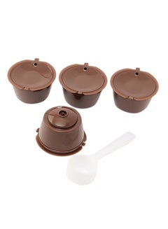 Buy 5 Piece Set Reusable Coffee Capsule Cup Coffee Filter For Dolce Gusto Machine Plastic Spoon Brown 45grams in Saudi Arabia