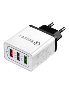 Buy 3-Port USB Quick Charger EU Plug For iPhone XR XS Max 8 7 Samsung S8 S9 White/Black in Saudi Arabia