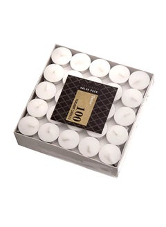 Buy 100-Piece Unscented Tea Lights Candles White 11x8.5x1.9inch in Saudi Arabia