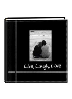 Buy Quote Embroidered Leatherette Frame Album Black/White 4x6inch in UAE