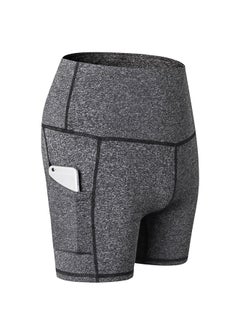 Buy Stretchable High Waist Yoga Short Pants Dark gray in UAE