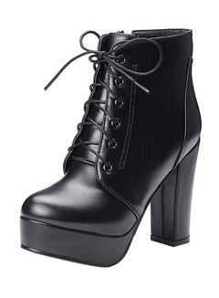 Buy Lace-Up Ankle Boots Black in Saudi Arabia