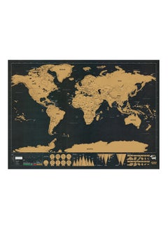 Buy Luxury Edition Scratch World Map Wall Sticker Black/Brown 30 X 40X2cm in UAE