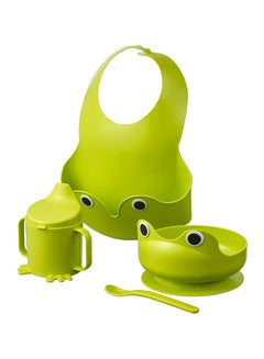 Buy 4 Piece Frog Motif Baby Disposable Food Storage Set, Harmless Plastic Materia-Green in Saudi Arabia