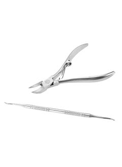 Buy 2-Piece Nail Cuticle Scissor And Ingrowing Toenail Cleaner Sliver in Saudi Arabia