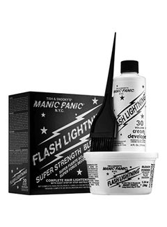 Buy Flash Lightning Bleach Powder And Cream Developer 30 Volume Kit in UAE