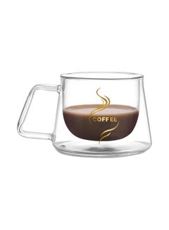 Buy Double Layer Glass Coffee Cup Tea Drinking Mug Clear 200ml in UAE