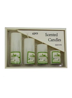 Buy 4-Piece Jasmine Scented Candle White 20x15cm in UAE