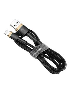 Buy USB to Lightning Charging Cable Cafule Nylon Braided High-Density Quick Charge Compatible for iPhone 13 12 11 Pro Max Mini XS X 8 7 6 5 SE iPad (1 Meter, 2.4 A) Black/Gold in Saudi Arabia