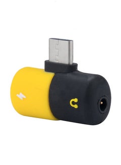 Buy ABS Type C Capsule Fast Lighting Charging Splitter Yellow/Black in Saudi Arabia