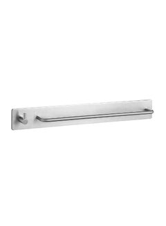 Buy Adhesive Kitchen And Bathroom Towel Hook And Rack Silver 415grams in Saudi Arabia