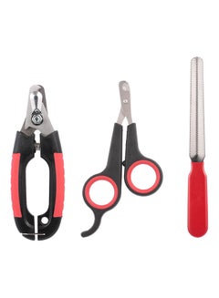 Buy 3-Piece Nail Clipper Stainless Steel Scissor Set For Cats Black/Silver/Red 0.07kg in Saudi Arabia