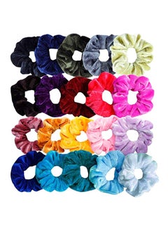 Buy 20-Piece Scrunchies Velvet Elastic Hair Bands Multicolour in UAE