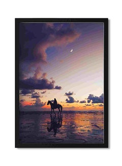 Buy Person Riding On Horse Wall Art Painting Multicolour 32x22x2cm in Saudi Arabia