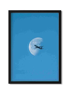 Buy Airplane And Moon Wall Art Painting Multicolour 32x22x2centimeter in Saudi Arabia