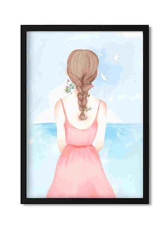 Buy Hand Painted Girl Wall Art Painting Multicolour 32x22x2cm in Saudi Arabia