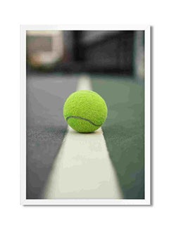 Buy Green Tennis Ball On Court Wall Art Painting Multicolour 32x22x2centimeter in Saudi Arabia