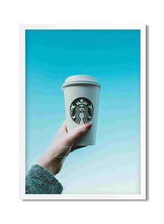 Buy Holding Starbucks Tumblers Wall Art Painting Multicolour 32x22x2cm in Saudi Arabia