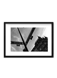 Buy Street Black Frame And White Wall Art Painting Multicolour 22x32cm in Saudi Arabia