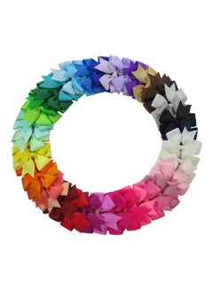 Buy 40-Piece Grosgrain Ribbon Pinwheel Boutique Hair Bows Clips Blue/Red/Green 3inch in Saudi Arabia