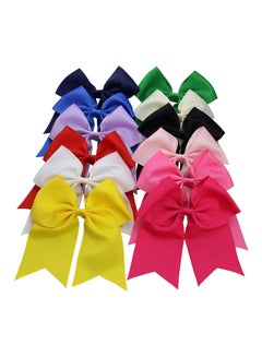 Buy 12-Piece Hair Bow With Alligator Hair Clip White/Pink/Blue in UAE