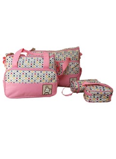 Buy 5-Piece Baby Nappy Travel Tote Dotted Handbag Set in UAE