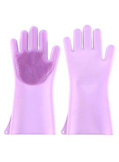 Buy Slip Insulation Dishwashing Brush Glove Purple 33.5 x 15.5cm in UAE