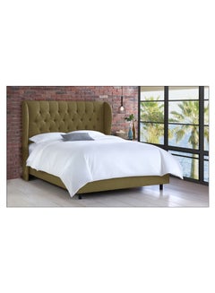 اشتري Tufted Upholstered Bed With Mattress Olive 160 x 200centimeter في الامارات