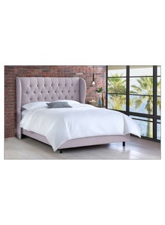 Buy Tufted Upholstered Bed Without Mattress Smoke 200 x 200cm in UAE