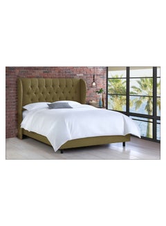 Buy Tufted Upholstered Bed Without Mattress Olive 200 x 200cm in UAE