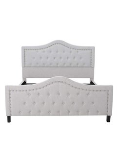 Buy Livi Upholstered Bed Frame And Headboard Set With Mattress Ivory 160 x 200cm in UAE