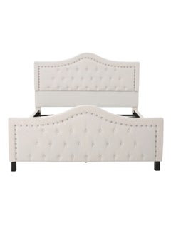 Buy Livi Upholstered Bed Frame And Headboard Set With Mattress Ivory 200 x 200cm in UAE