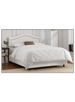 Buy Inset Nail Button Bed Without Mattress White 180 x 200cm in UAE