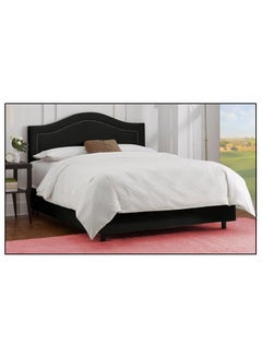 Buy Inset Nail Button Bed Without Mattress Black 200 x 200cm in UAE