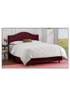 Buy Inset Nail Button Bed Without Mattress Burgundy 200 x 200cm in UAE