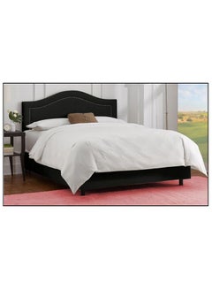 Buy Inset Nail Button Bed With Mattress Black 180 x 200cm in UAE