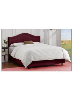 Buy Inset Nail Button Bed With Mattress Burgundy 180 x 200cm in UAE