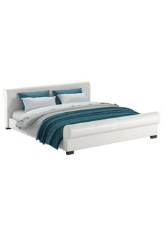 اشتري Scrolled Platform Bed With Mattress White 120 x 200centimeter في الامارات