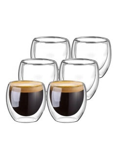 اشتري Double Walled Glasses for Espresso Coffee Turkish Tea شفاف 340 غم في السعودية