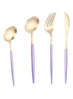 Buy 4-Piece Flatware Set Gold 22.4 X 2.7 X 3cm in Saudi Arabia