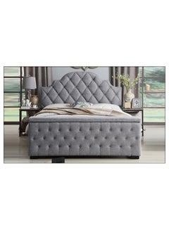 اشتري Footboard Storage Bed Grey 160 x 200centimeter في الامارات