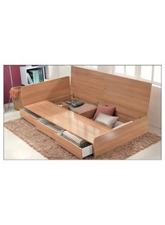 Buy 3-Drawer Storage Bed Without Mattress Beige 180 x 200cm in UAE