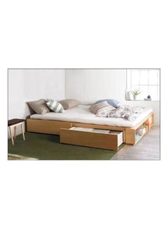 Buy Storage Bed With Mattress Beige 200 x 200cm in UAE